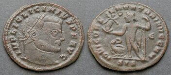 19763_ Римская империя, Лициний I, 308-324 годы, нуммий.